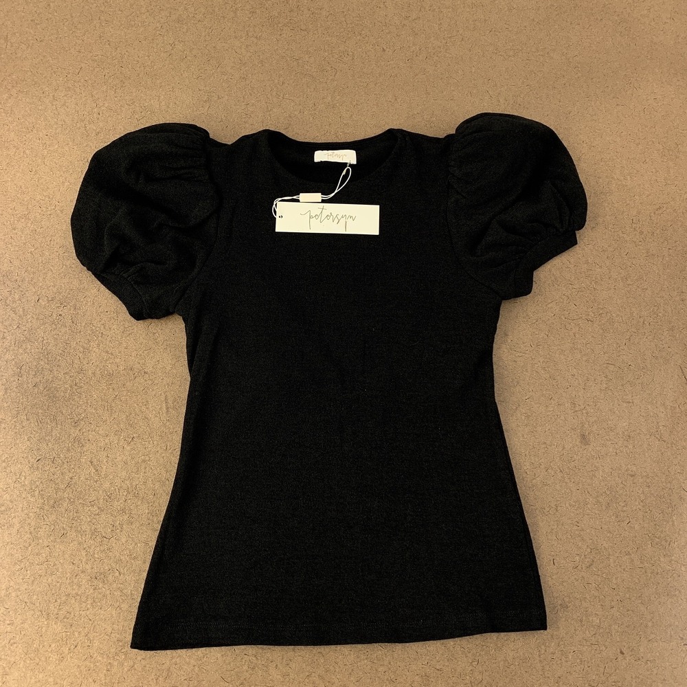 Petersyn Women's Size XS Black Short Puff Sleeve Danielle Top NWT